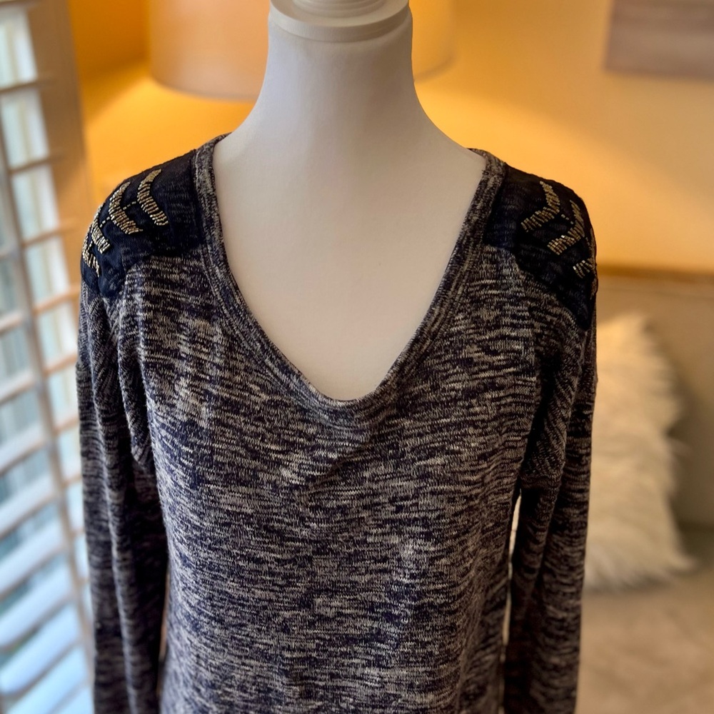 Vintage Havana Navy and cream Knit Sweater with Beading